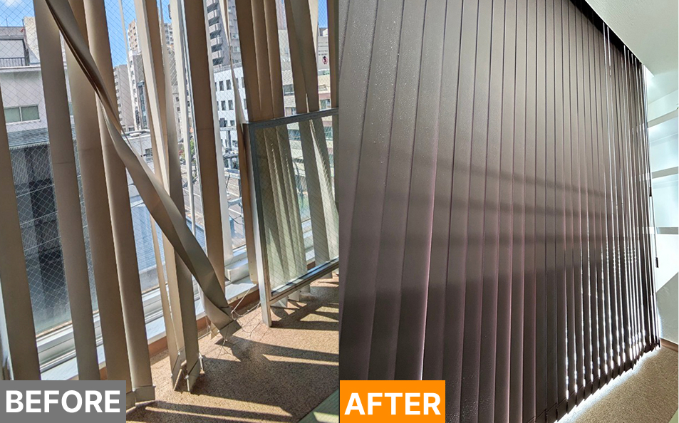 ブラインドカーテン破損：掃除中にひっかけてしまい破損